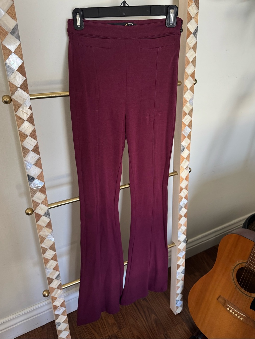 Just Cavalli Burgundy Stretch Flare Knit Pants Size 38 IT / US 2